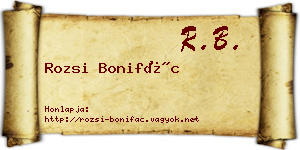 Rozsi Bonifác névjegykártya
